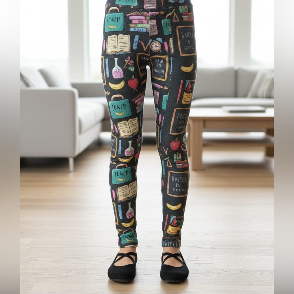 S/L NEW Girls School Theme Leggings, Buttery Soft Yoga Pants, Mom & Me Leggings